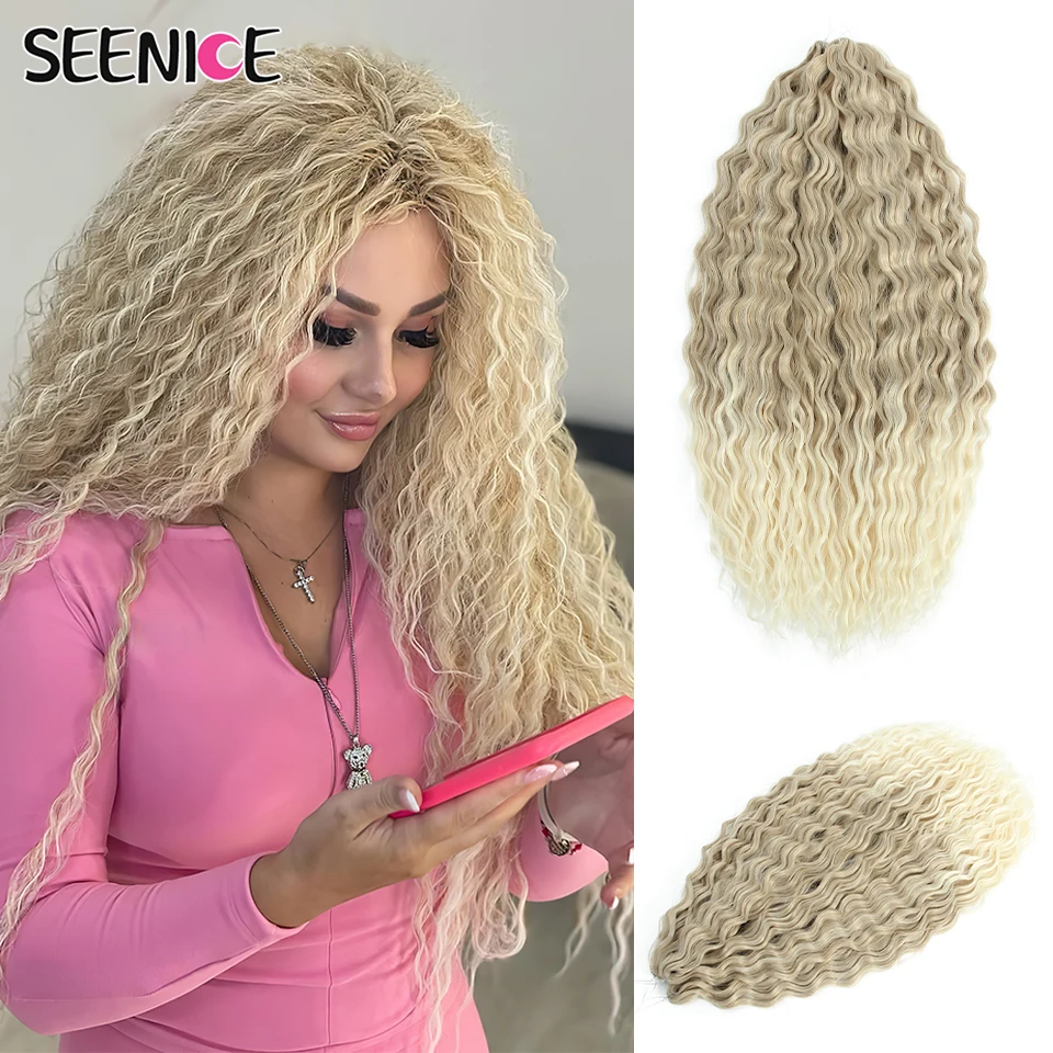 

Ariel Twist Crochet Hair Synthetic 22Inch Water Wave Braid Hair Ombre Blonde Braid Curly Hair Deep Wave Braiding Hair Extension