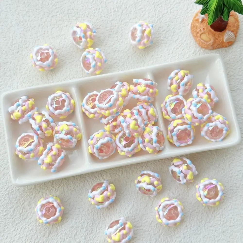 5Pcs/Set Cream Hand-painted Beads Diy Materials Candy Color Phone Chain Beads Handmade Jewelry Accessories Mobile Phone Charms