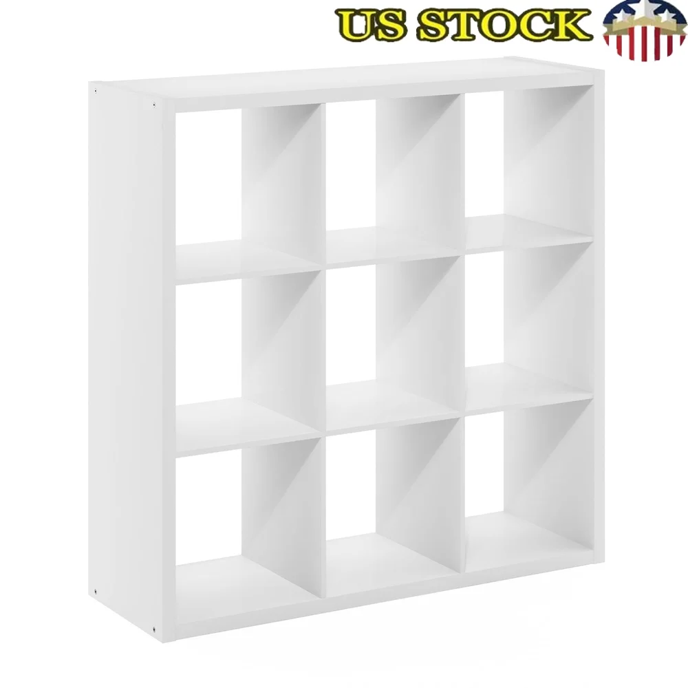 

Modern 9-Cube Open Back Storage Organizer Living Room Home Office Easy Assembly Decorative Shelving Unit Composite Wood