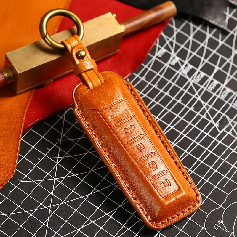 1pc Luxury Leather Car Key Cover Keyring Shell For Great Wall Wingle ORA WEY VV7 VV6 VV5 P8 GT Remote Keychain Holder Fob Case