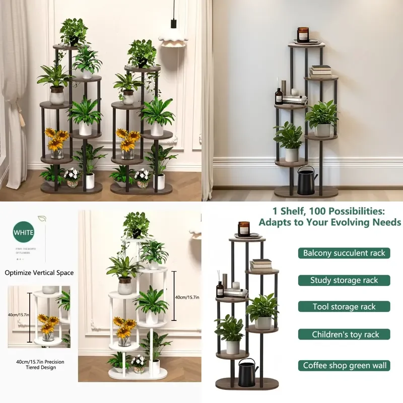 Wood Multi-tiered Plant Stand Rack Flower Pot Holder Shelf Indoor Outdoor Planter Display Shelving Storage Standing Shelf