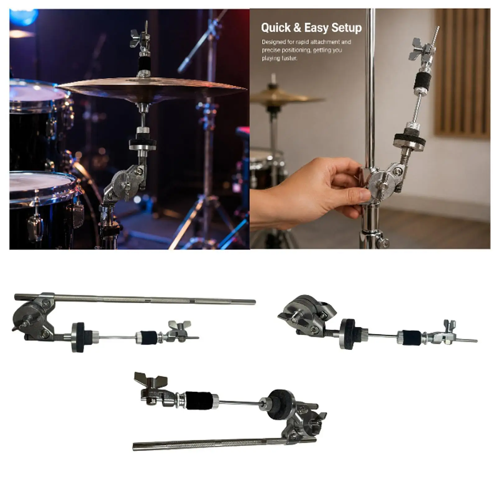 Soporte de brazo articulado mini para bongos, apilador de platillos que ahorra espacio para la práctica de arreglos de platillos en batería