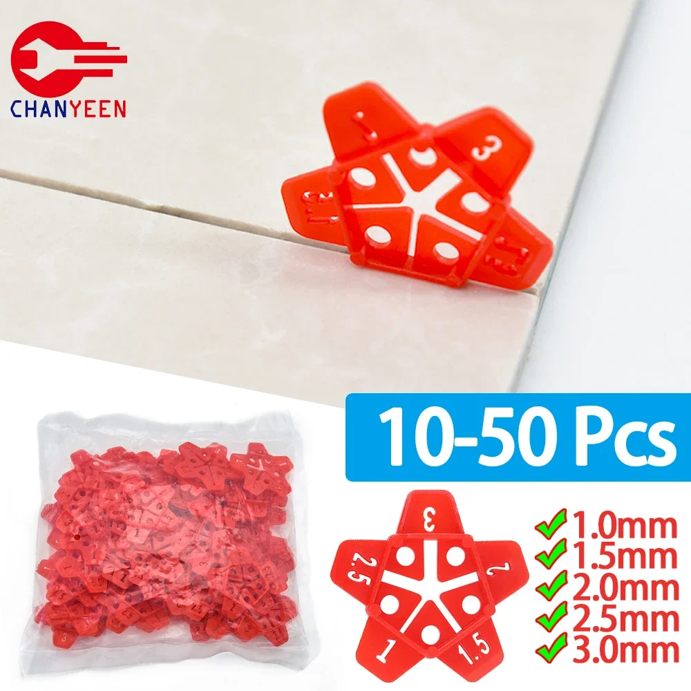 10-50Pcs 5 Size Tile Spacers Clips Wedge Ceramic Leveling System for Floor Wall Tile Gap Leveling System Construction Tools