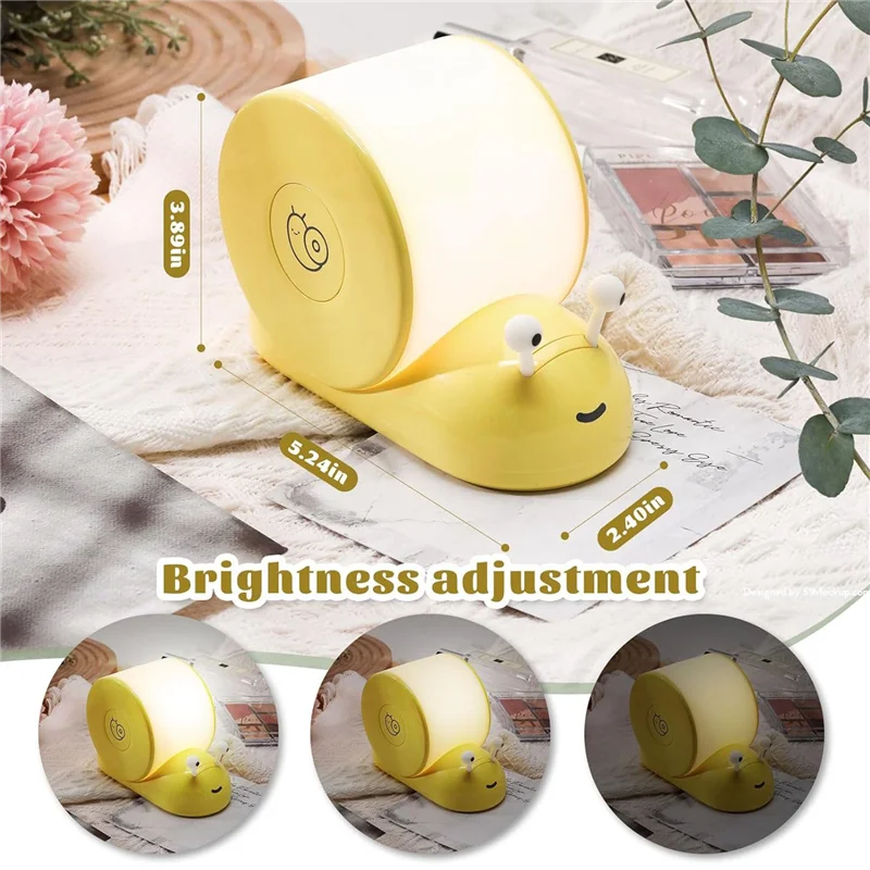 A96I-lumière nocturne d'escargot, lampe de bureau magnétique mignonne en forme d'escargot confortable pour chambre à coucher, cuisine, décoration de salle, cadeaux pour adolescents-jaune