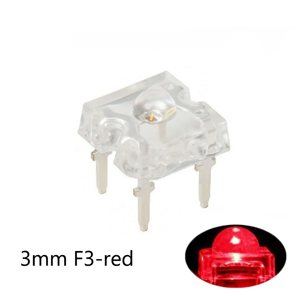 50PCS/lot 3mm F3 Piranha LED White Red Green Blue Yellow 3mm LED Dome Led Lamp Wide Angle Super Bright Leds 4-Pin Diodes Bulb