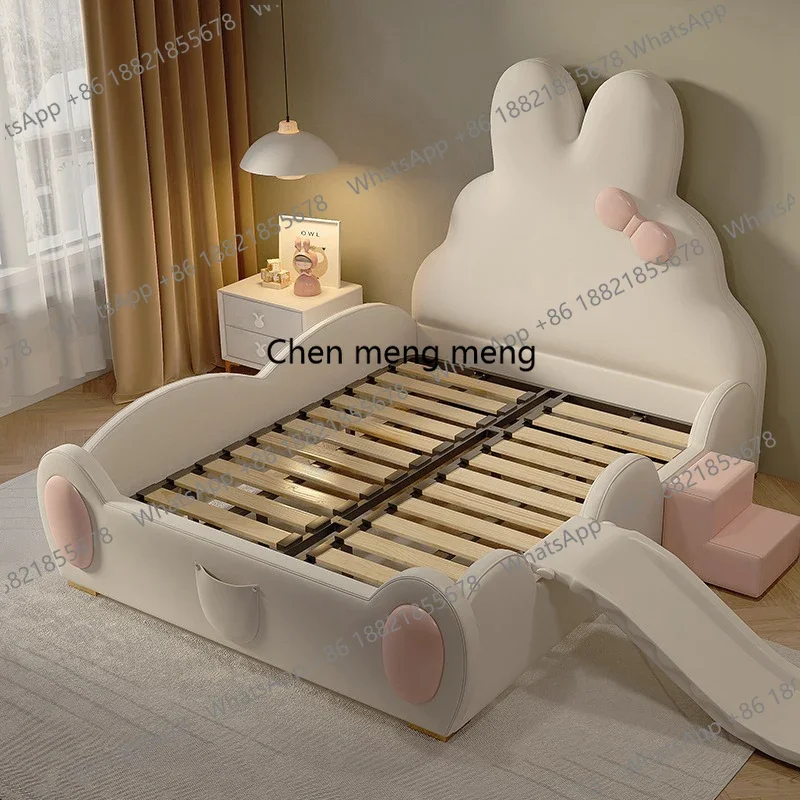 C46 الشمال الأميرة سرير الأطفال الدرابزين تصميم لطيف الكرتون الاطفال سرير أرنب مظهر الإبداع كاما ماديرا الأثاث الفاخر