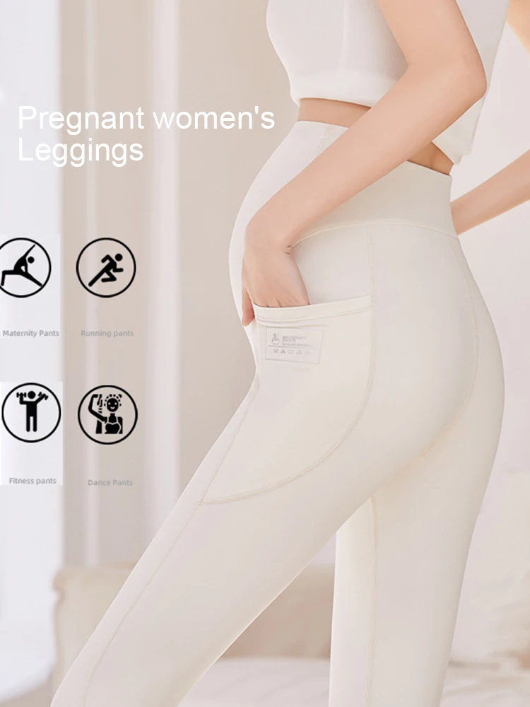 

Pregnant Woman Adjustable Leggings 2023 New Maternity Yoga Tights Pregnancy Thin Soft Pants High Waist Clothes