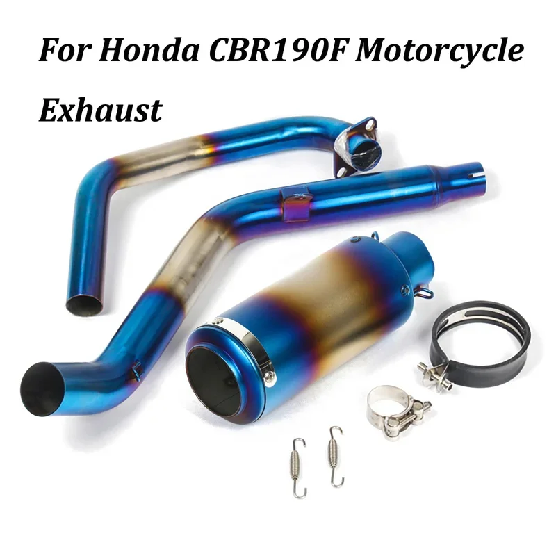 Full System Motorcycle Exhaust Muffler Modified Escape Moto Carbon fiber+stainless steel  Slip on For Honda CBR190F CB 190F