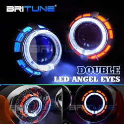 2.5 inch HID Bi-xenon Projector Lens Double LED Angel Eyes For H4 H7 headlight Tuning H1 HID/LED bulbs Car Accessories Kit