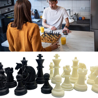 32Pcs Chess Pieces Set Resin Standard Tournament Chessmen King 6.5cm High for International Competition