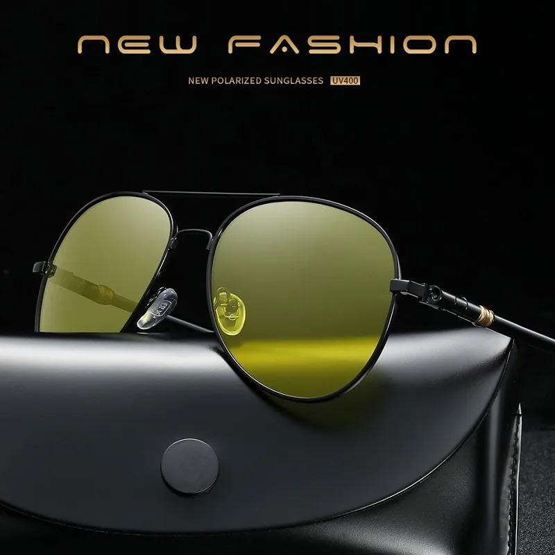 

Pilot Metail Frame Polarized Sunglasses Men Color Changing Sun Glasses Night Vision Male Aviation Sun Glasses Driving