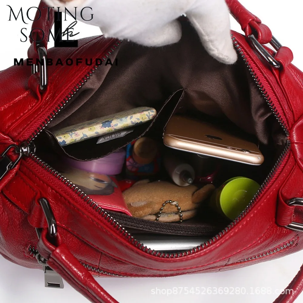 Motingsome Soft Cowhide Messenger Bag Women Leisure Handbag Crossbody Lady Flap Purse Casual Daily Purse Top Handle Tote 2024