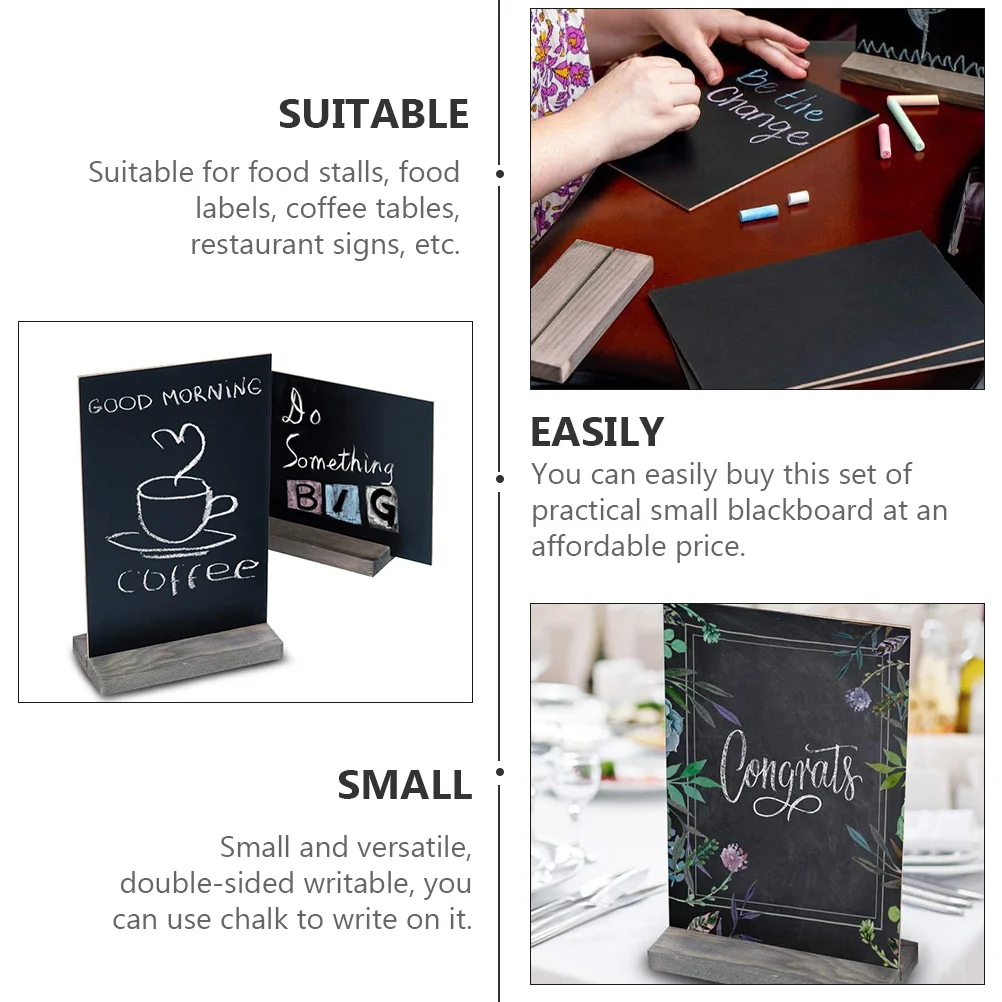 Dupla face Quadro, Sinal Board, Mini Chalk, Message Tabletop, Stand Two