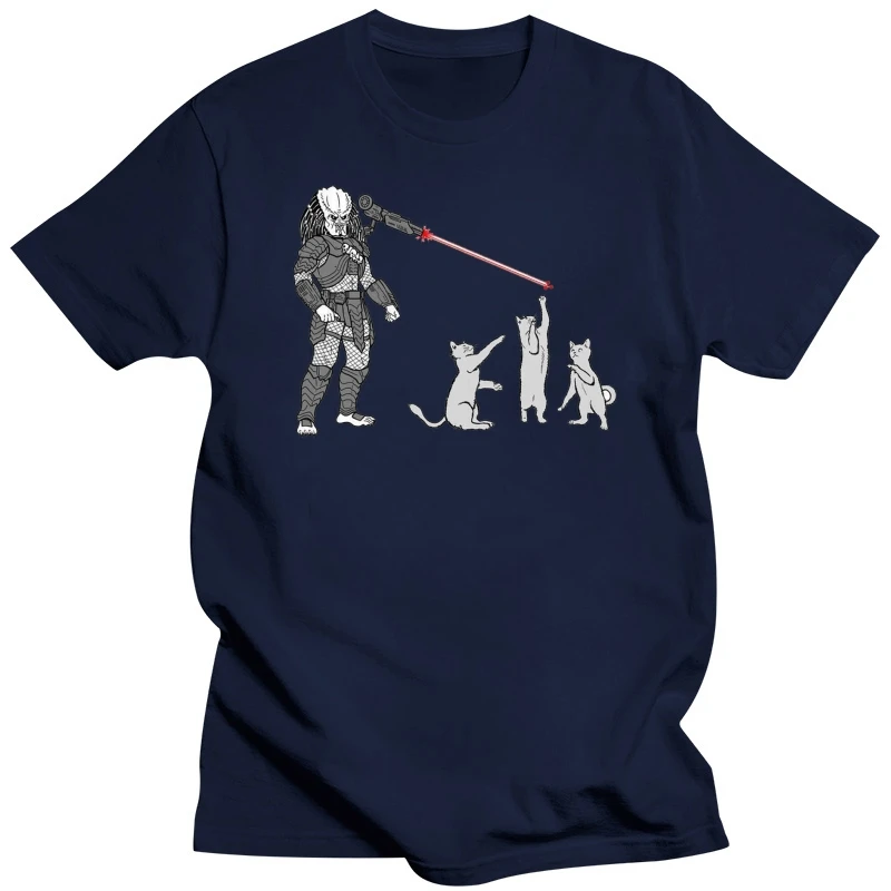 Predator Laser Pointer Cats T Shirt Unisex Funny Adult Cotton Alien Movie New