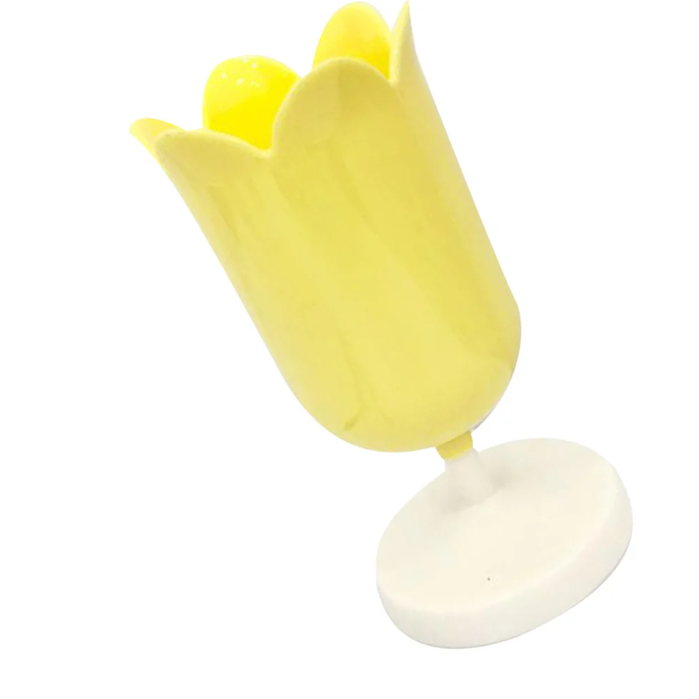 

Plastic Storage Box Pen Holder Petal Shaped Makeup Brush Organizer Desktop Sundries Organizer Pink for Home Office Dorm