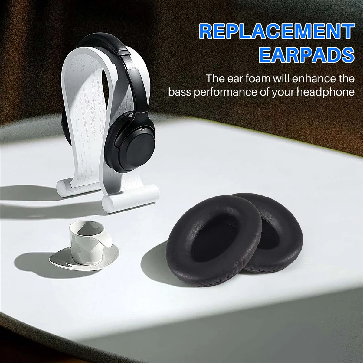 เปลี่ยนแผ่นรองหูฟัง Ear Pad Foam Ear Pad หน่วยความจําโฟมเปลี่ยนหูฟังสําหรับ Bose, AE2-W หูฟัง สีดํา A002