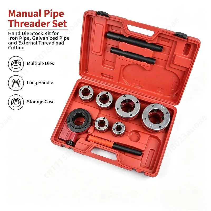 Manual Pipe Threading Wrench, Tap & Die Set, Hand Threader for Iron Pipe and Galvanized Pipe Thread Making