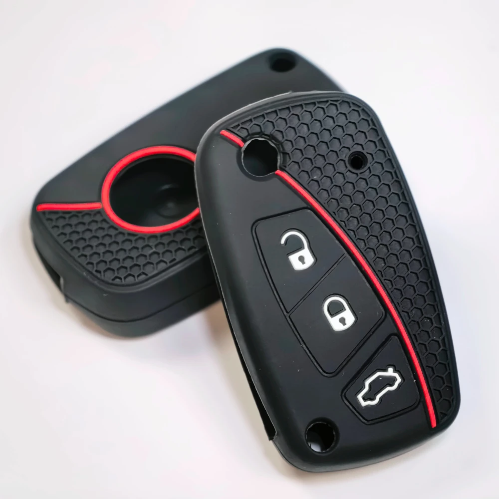 Funda de silicona para llave de coche, carcasa para Fiat Stilo Grande Punto Bravo Linea Idea Panda 500, soporte para llave remota, accesorios