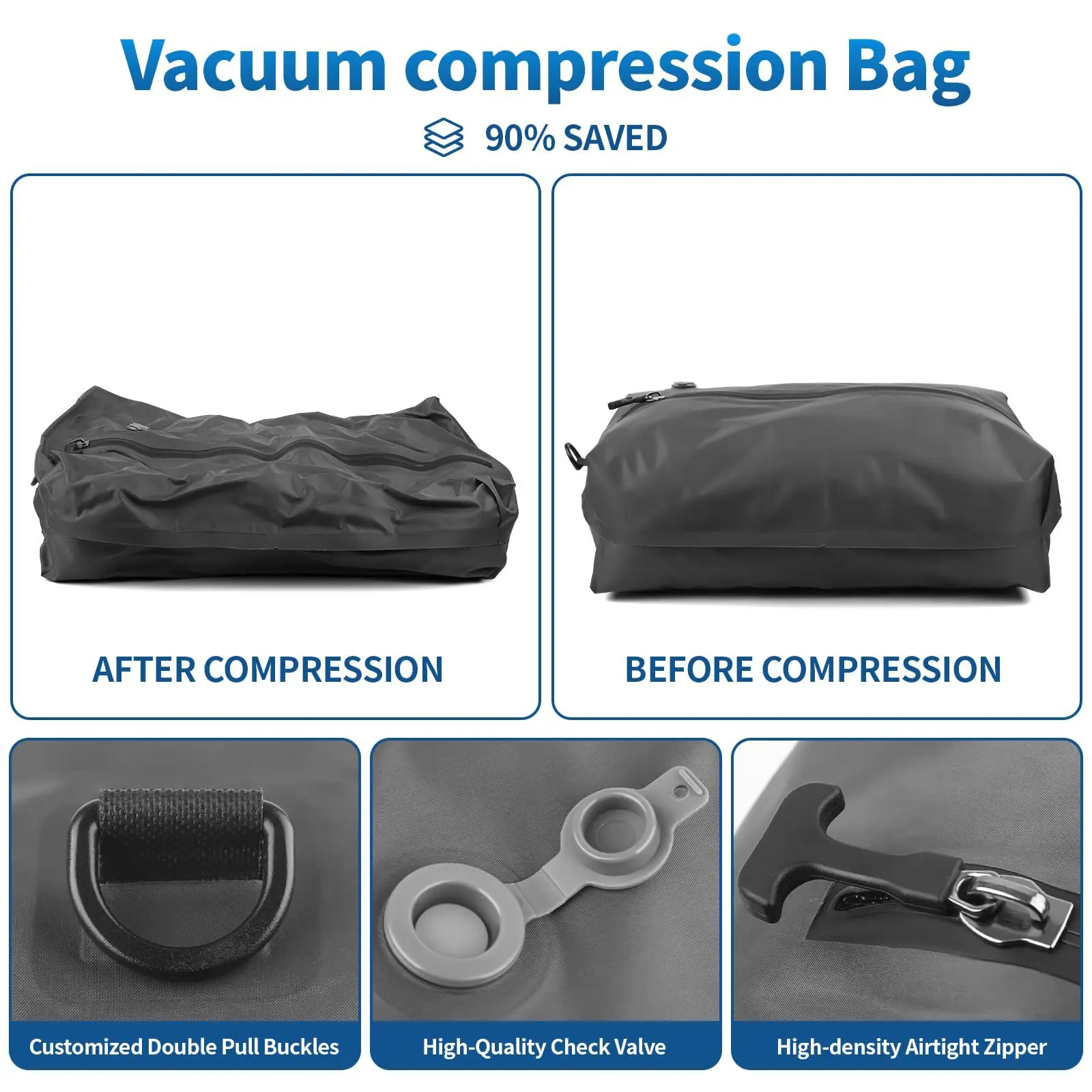 Buylor 17L Travel Vacuum Storage Bag Empty Bags Clothes Compression Pack Travel Suitcases Bag Vacuum Seal Container Reusable