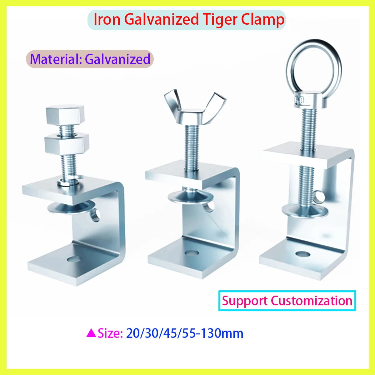 

Galvanized Iron Tiger Clamp, U-shaped Fixed Clamp with An Opening of 20mm-130mm