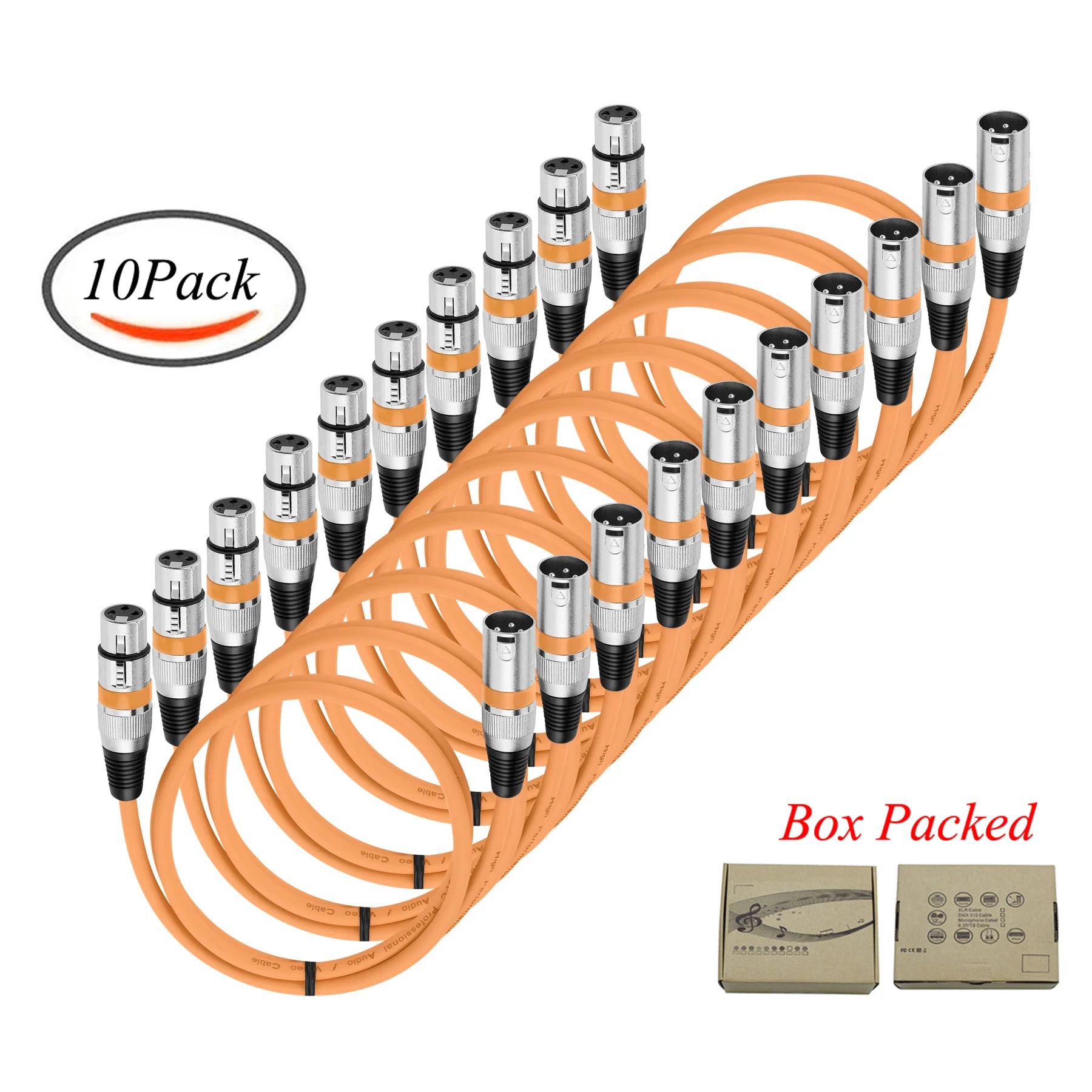 Bochara 3Pin kabel XLR męski na żeński M/F kabel Audio folia + pleciony ekranowany do mikser do mikrofonu wzmacniacz światło sceniczne 10Pack