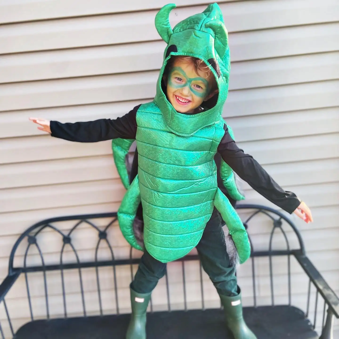 

Unisex Children's Grasshopper-themed Clothing Girls' Insect Halloween Reading Week Costume Boys' Green Beetle Cosplay Costume