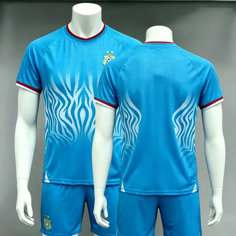 

Romania Team Home Soccer Jersey Set Men's Breathable Quick Dry Football Shirt + Shorts Tricolorii Zebra Pattern Uniform for Fans