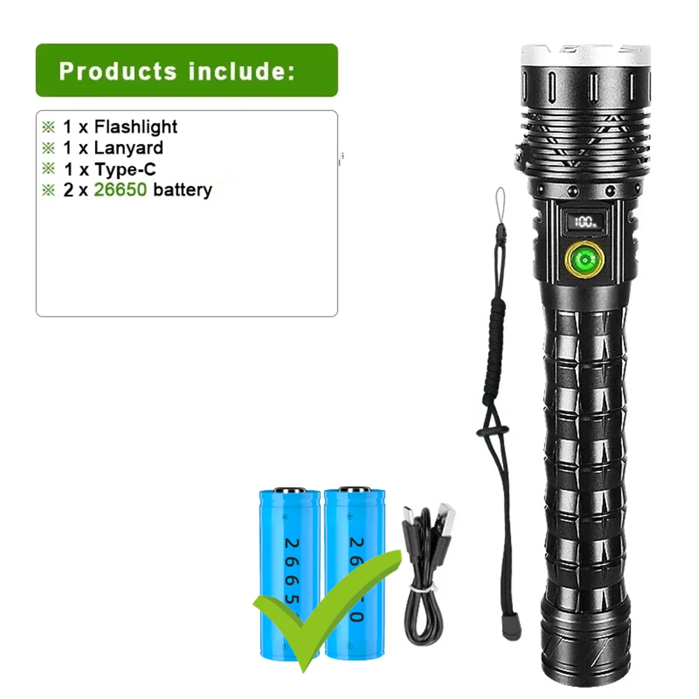 10000mAh High Power LED-zaklamp Lange afstand 5000M Oplaadbare tactische zaklamp Ultra krachtige buitenhandlamp Campinglantaarn