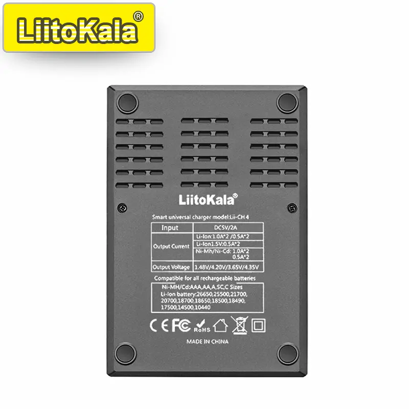 شاحن LiitoKala Lii-CH4 الذكي لـ 18650/21700/26650/AA/AAA/Ni-MH/Li-ion، 1.2V/1.5V 4 فتحات شحن سريع، USB-C، كشف تلقائي - 2