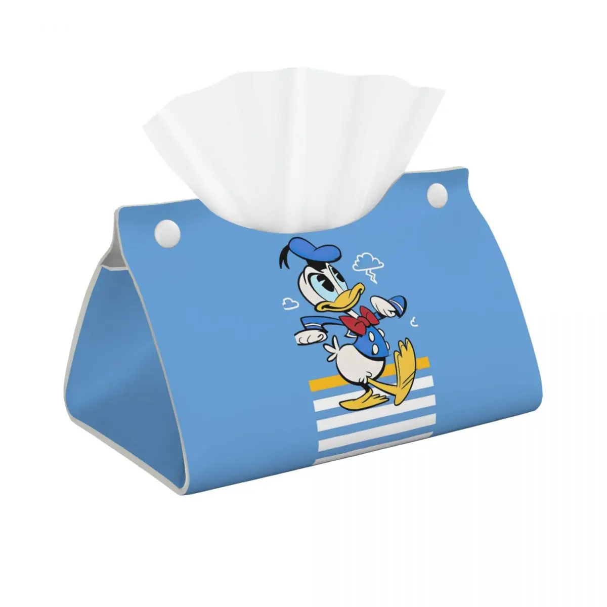 

Изготовленный на заказ чехол для салфеток с изображением Дональда Дака, прямоугольный держатель для салфеток из искусственной кожи с милой уткой для лица для автомобиля