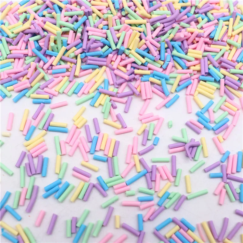 Wholesale 5mm Long Cylindrical Polymer Clay Sprinkles Colorful Clay Slices for DIY Crafts Tiny Cute Plastic Klei Accessories