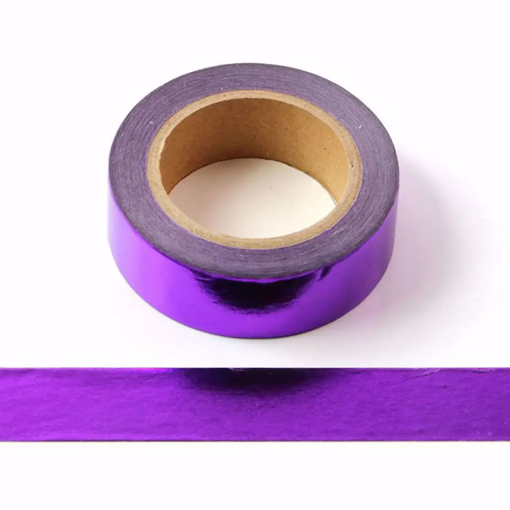 15mmx10m Superior Purple Foiling Brief Washi Tape DIY Masking Tape Decorative Adhesive Tape Scrapbooking School Stationery Tape