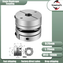 Aluminum alloy D26L26 single diaphragm coupling elastic joint D26mm L26mm ball screw step servo motor encoder computer FA parts