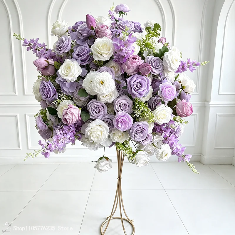Große Künstliche Rosen-Delphinium-Blumenkugel als Hochzeitstisch-Mittelstück, Blumenarrangement für Party, Bankett, Gangdekoration und Veranstaltungsortdekoration – Detail 5