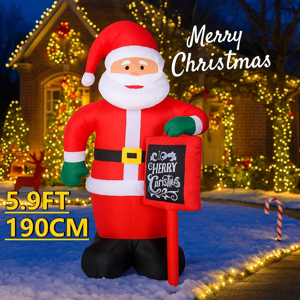 5.9FT Outdoor Holiday Decoration Christmas Inflatable Toys LED Santa Claus Ornament  Yard Lawn Home Party Xmas Supplies Gift Toy