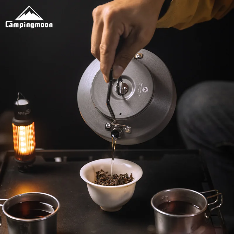 

CAMPINGMOON Aluminum Alloy Coffee Pot Portable Large Capacity Outdoor Kettle 0.8L Camping Tea Water Pot