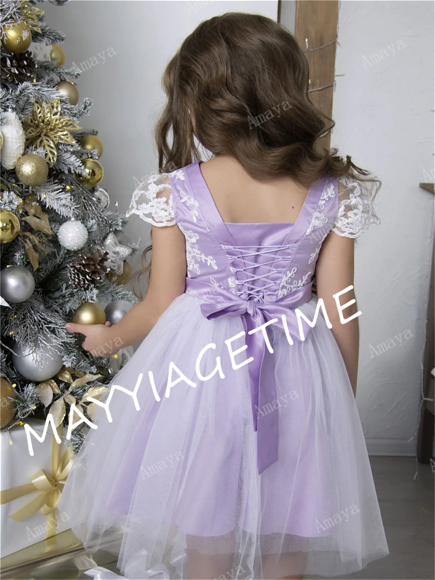 Pink Ruffles Princess Puffy Flower Girl Dresses Tiered Tulle Knee Length Holy Communion Birthday Pageant Prom Ball Gown