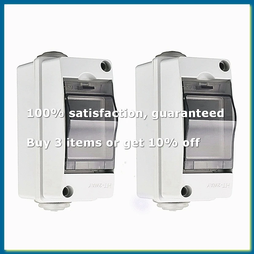 ●2 Way Distribution Protection Box, Waterproof Transparent Cover 2 DIN Rail Outdoor Distribution Junction Box 2Pcs-ABFB