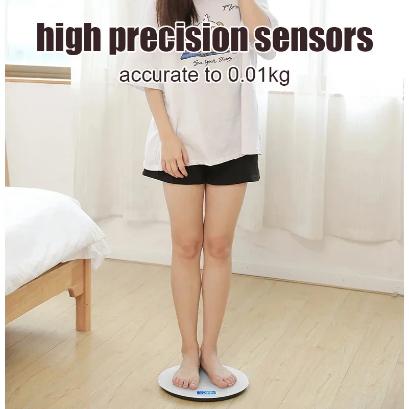 Round Electronic Weighing Scales LED Digital Display Weight Floor Smart Scale Balance Body Household Bathrooms Scale