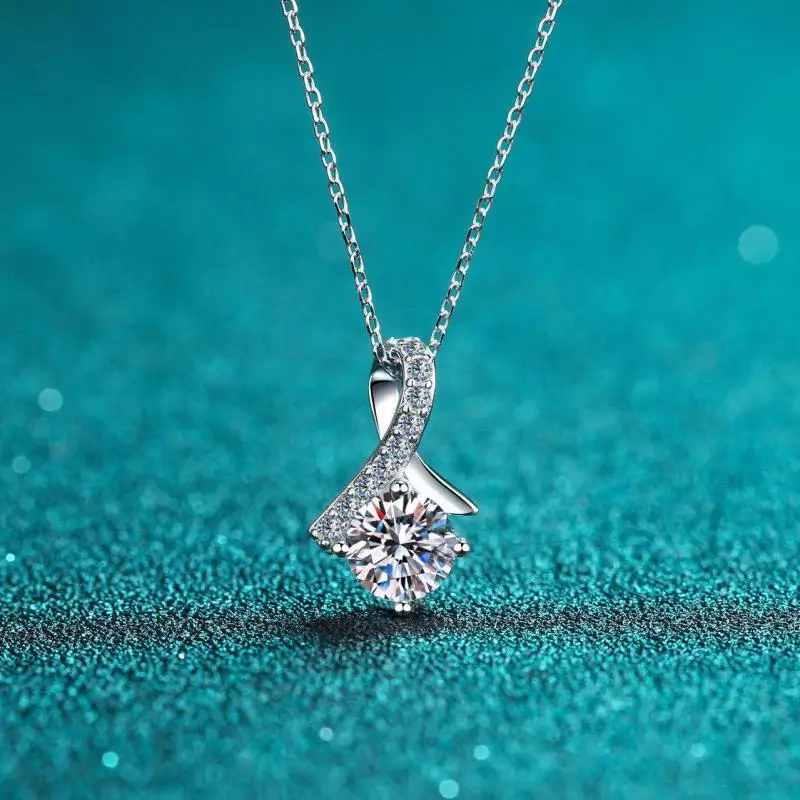 Classi Fine Real 925 Sterling Morsan Diamond Necklace Women Girls Gift  Luxury Silver Color Retention And Skin-Friendly