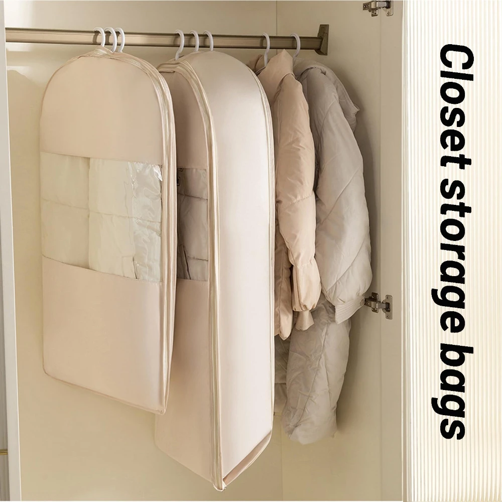 Down Jacket Compressed Dust Cover Clothes Compression Hanging Bag Household Visible Clothes Storage Bag Wardrobe Organizer