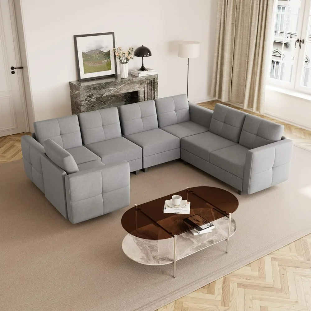 Sectional Sofa Couch for Living Room, 7-Seater Sectional with Eversible Ottomans, Apartment U Shaped Sofa,Couch Corner Sofas