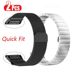 20 22 26mm Stainless Steel Watch Strap For Garmin Fenix 7 7S 7X 6 6X Pro 5 5X 5S Plus Wrist Band Quick Fit Metal Bracelet Correa