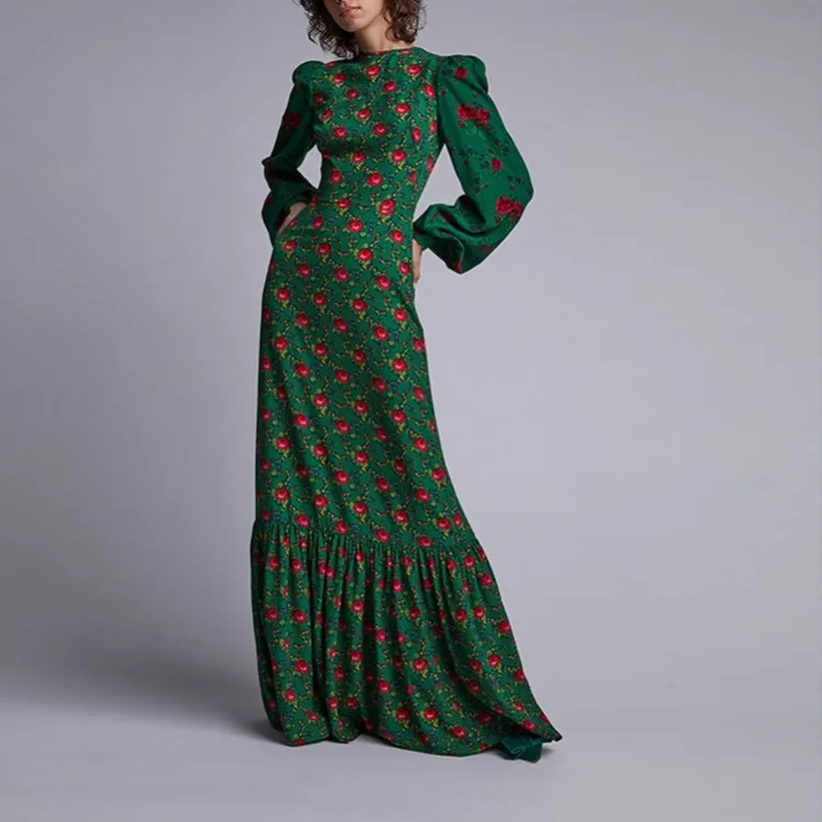 Boho Print Waist Cinched Dress V Neck Long Sleeve High Waist Irregular Hem Spring Summer Women's Fashion City Walk X Shape