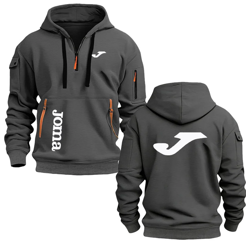 Joma-Sudadera deportiva informal para hombre, jersey de manga larga de Color sólido a la moda con bolsillo en el brazo y cuerda de tracción de talla grande, primavera y otoño