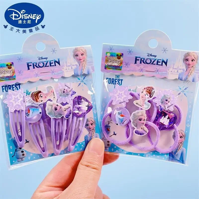 Frozen Hairpin Elsa Anna Cartoon Disney Hair Rope for Women Kids Girls Kawaii Elsa Acrylic Hairpin Rubber Band Hair