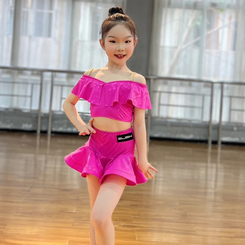 Fashion Child Professional Dancing Clothes For Girls Latin Dance Competition Costumes Kids Chacha Training Dresses SL10746