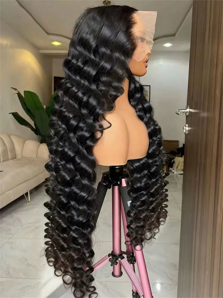 مجعد موجة عميقة 13x4 13x6 HD الدانتيل شعر مستعار أمامي 5x5 غلويليس الباروكات قبل قطعها 250% كثافة موجة المياه الشعر البشري للنساء السود