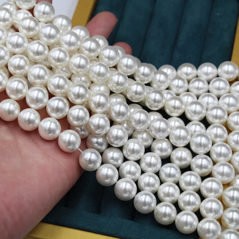 

2 Strands 4-20mm straight hole Natural White Sea Shell Pearl Round loose beads directly supplied by the manufacturer