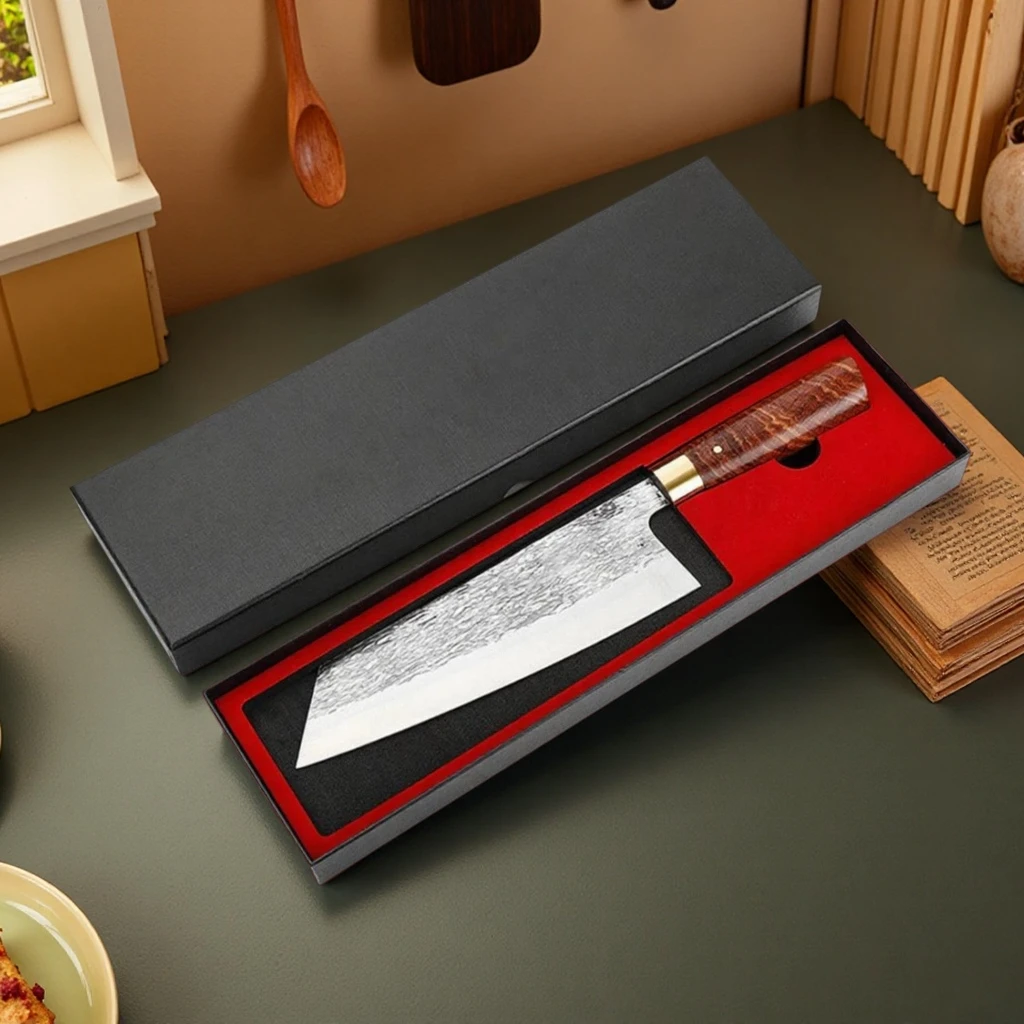 Hochharte Geschmiedete Küchenmesser aus Edelstahl, Fleischbeil, Kochmesser mit Massivholzgriff, Kochutensilien in Exquisiter Geschenkbox